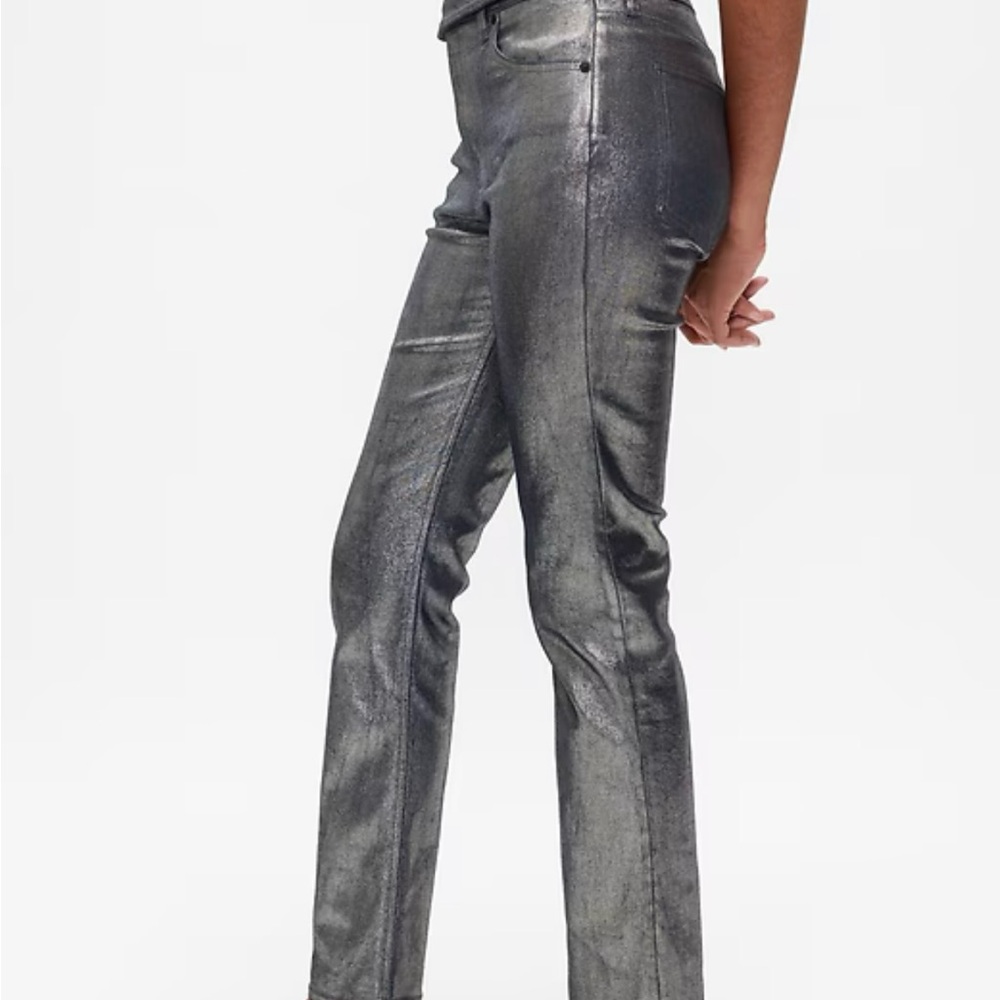 GAP Women's Shimmering Silver Straight Leg Jeans NEW